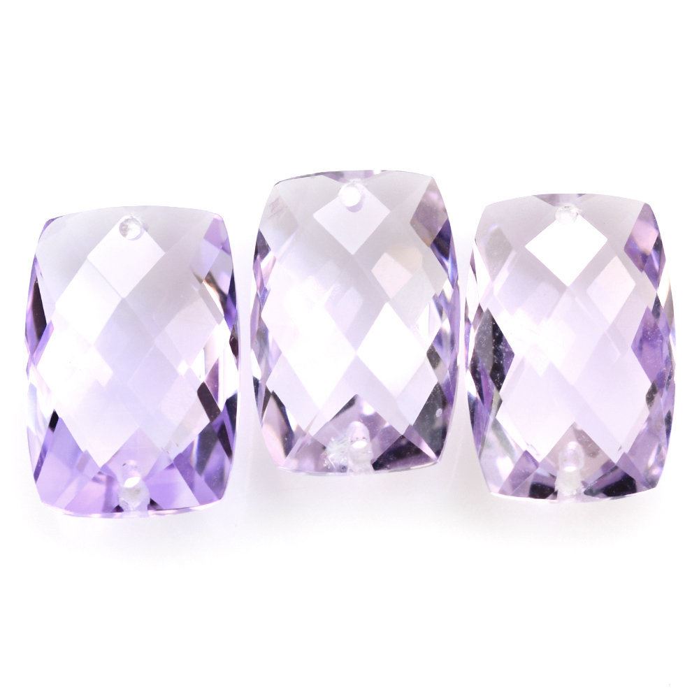 PINK AMETHYST BRIOLETTE CUSHION (FULL DRILL TWO HOLE) 12X8MM 3.28 Cts.