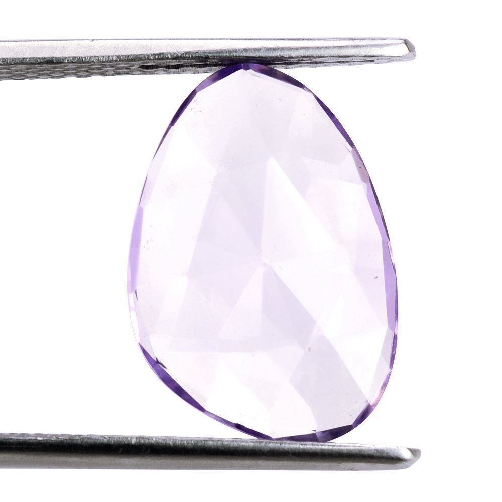 PINK AMETHYST ROSE CUT BRIOLETTE IRREGULAR PEARISH 16X11MM 5.04 Cts.