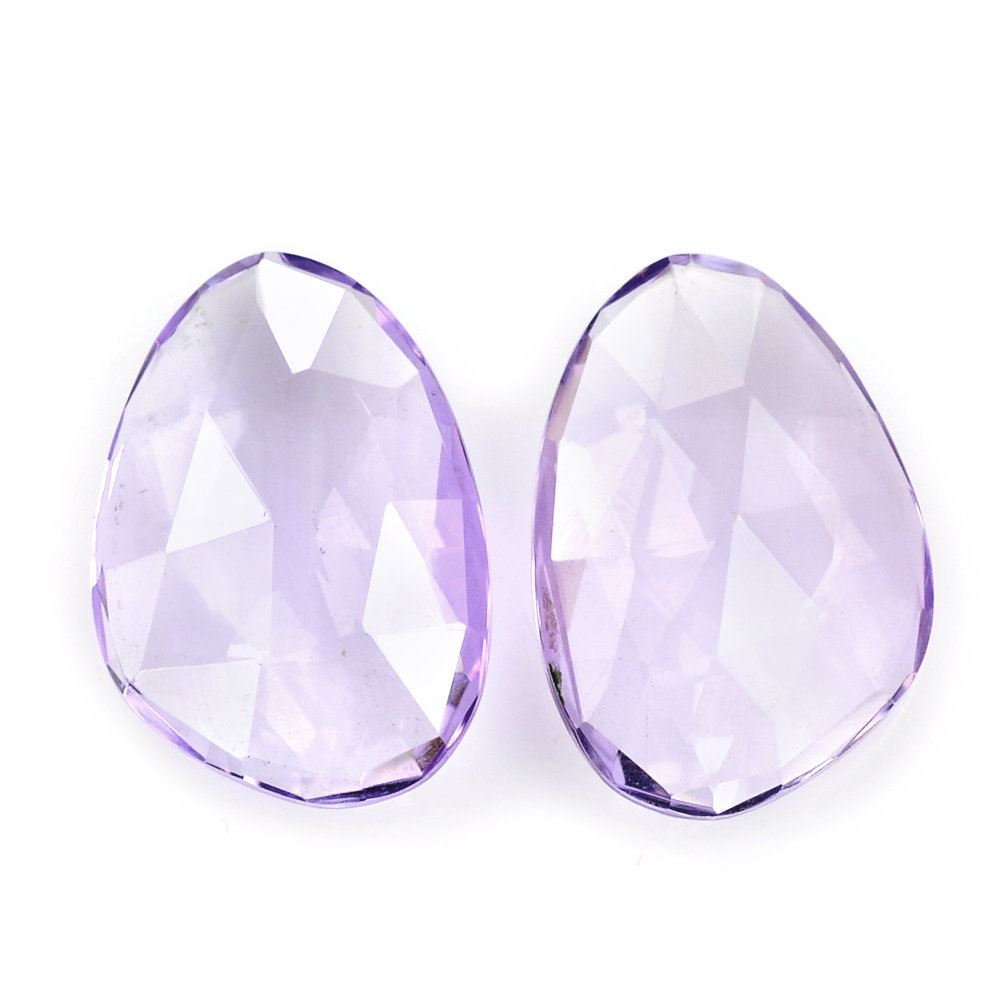 PINK AMETHYST ROSE CUT BRIOLETTE IRREGULAR PEARISH 16X11MM 5.04 Cts.