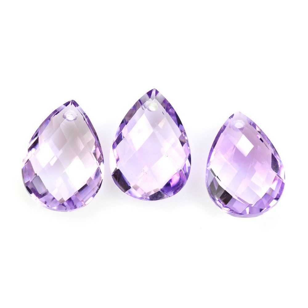 PINK AMETHYST BRIOLETTE PEAR (FULL DRILL) 14X10MM 4.32 Cts.