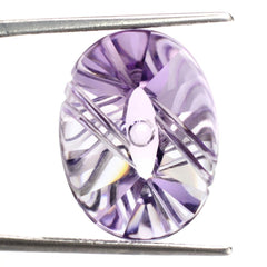 PINK AMETHYST FLAT BUFFTOP EVIL EYE OVAL (DES#112) 20X15MM 16.15 Cts.