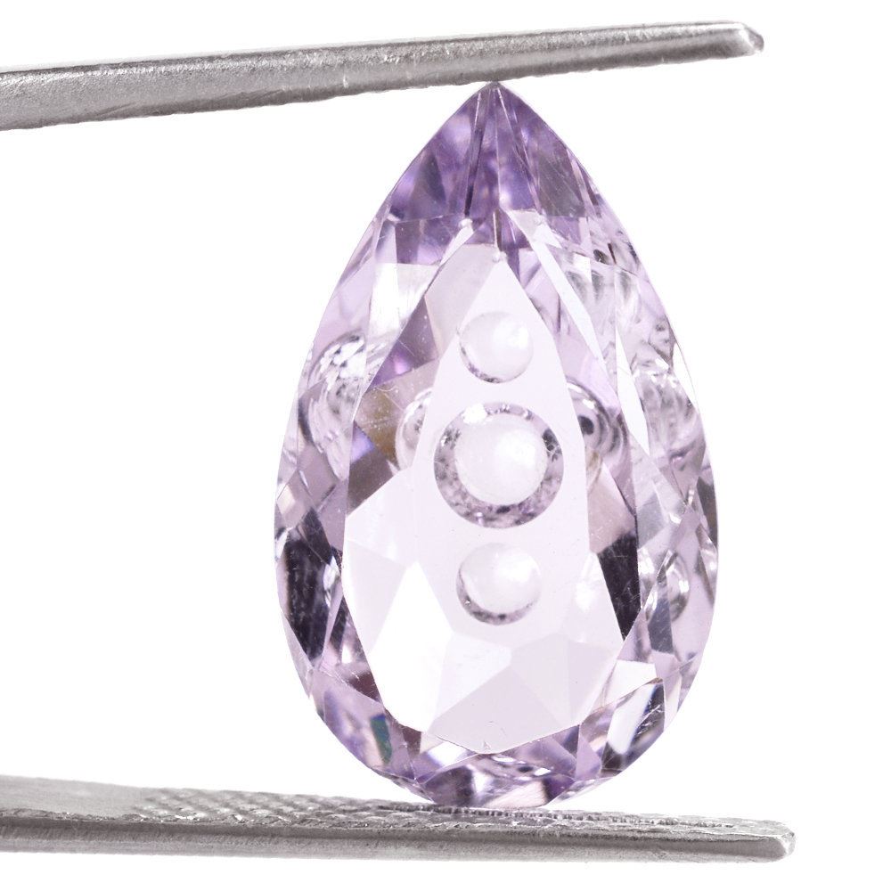 PINK AMETHYST SUPPER BUBBLE PEAR (DES#123) 20X12MM 9.29 Cts.