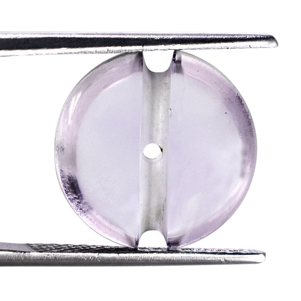 PINK AMETHYST LENTIL ROUND WITH CARVED BELT (DES#25) (FULL DRILL) 15MM 8.50 Cts.