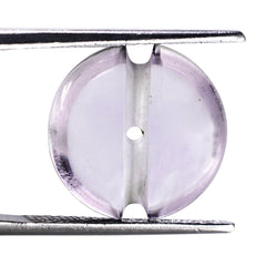 PINK AMETHYST LENTIL ROUND WITH CARVED BELT (DES#25) (FULL DRILL) 15MM 8.50 Cts.