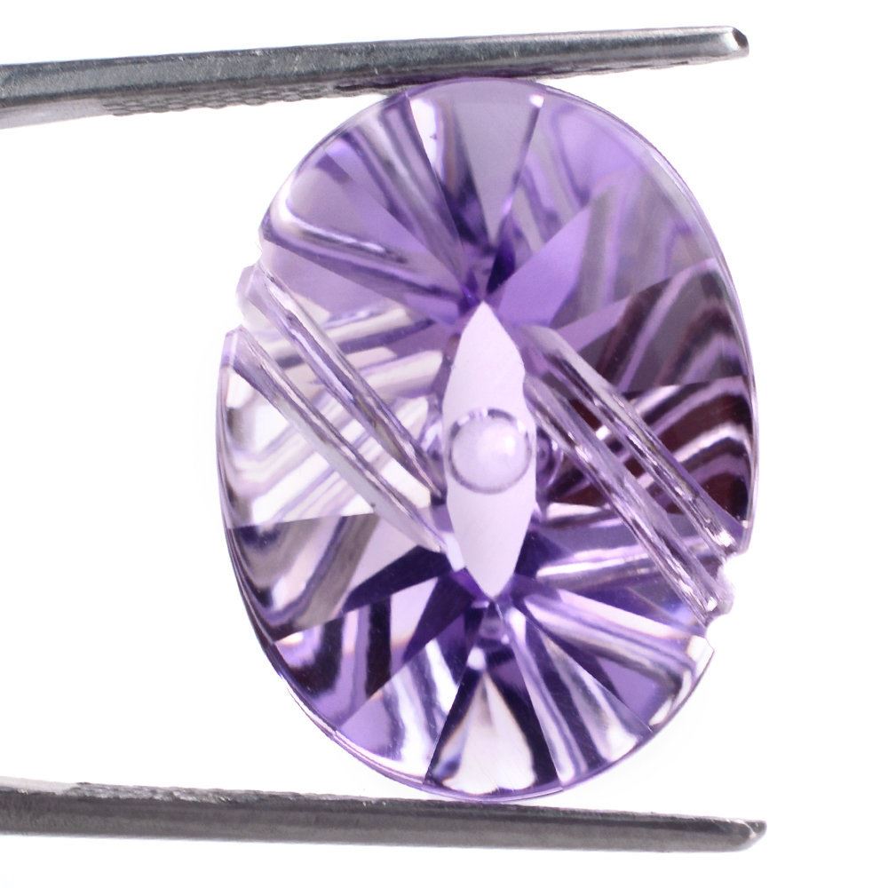 PINK AMETHYST FLAT BUFFTOP EVIL EYE OVAL (DES#112) 20X15MM 15.60 Cts.