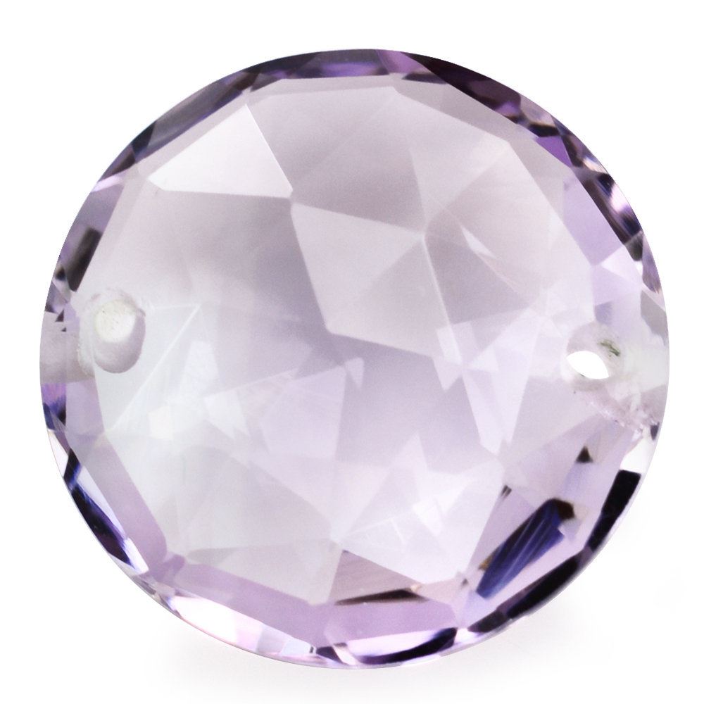 PINK AMETHYST ROSE CUT BRIOLETTE ROUND WITH TWO HOLE (FULL DRILL) (DES#63) 16MM 10.71 Cts.