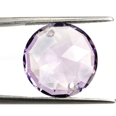 PINK AMETHYST ROSE CUT BRIOLETTE ROUND WITH TWO HOLE (FULL DRILL) (DES#63) 16MM 10.71 Cts.