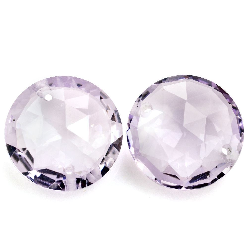 PINK AMETHYST ROSE CUT BRIOLETTE ROUND WITH TWO HOLE (FULL DRILL) (DES#63) 16MM 10.71 Cts.
