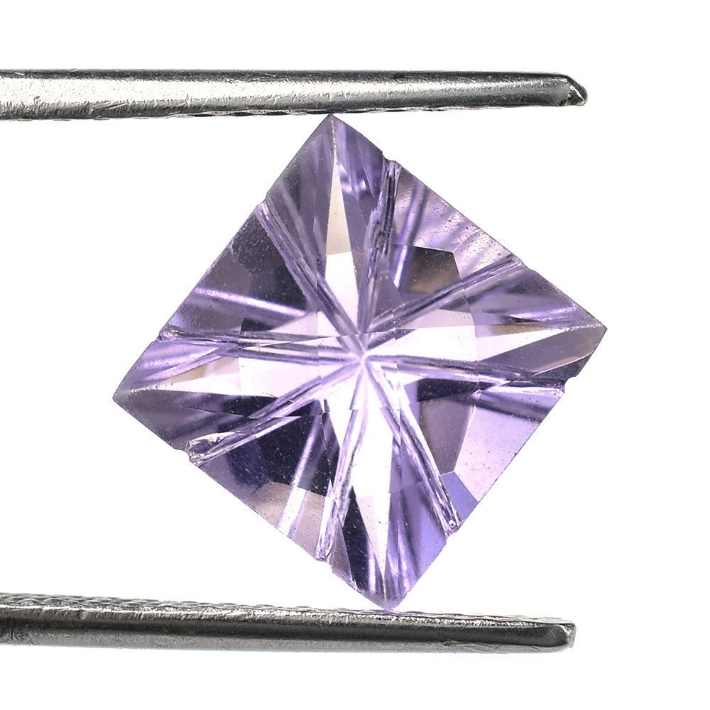 PINK AMETHYST CHECKER CUT TOP PRINCESS CUT BACK LAZER CUT SQUARE (DES#20) (MEDIUM) 10MM 3.99 Cts.