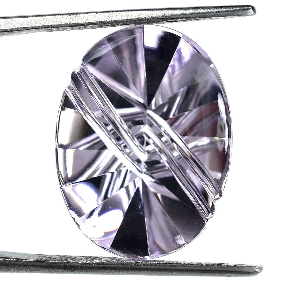 PINK AMETHYST FLAT BUFFTOP LIGHTENING OVAL (DES#114) (LITE) 20X15MM 14.58 Cts.