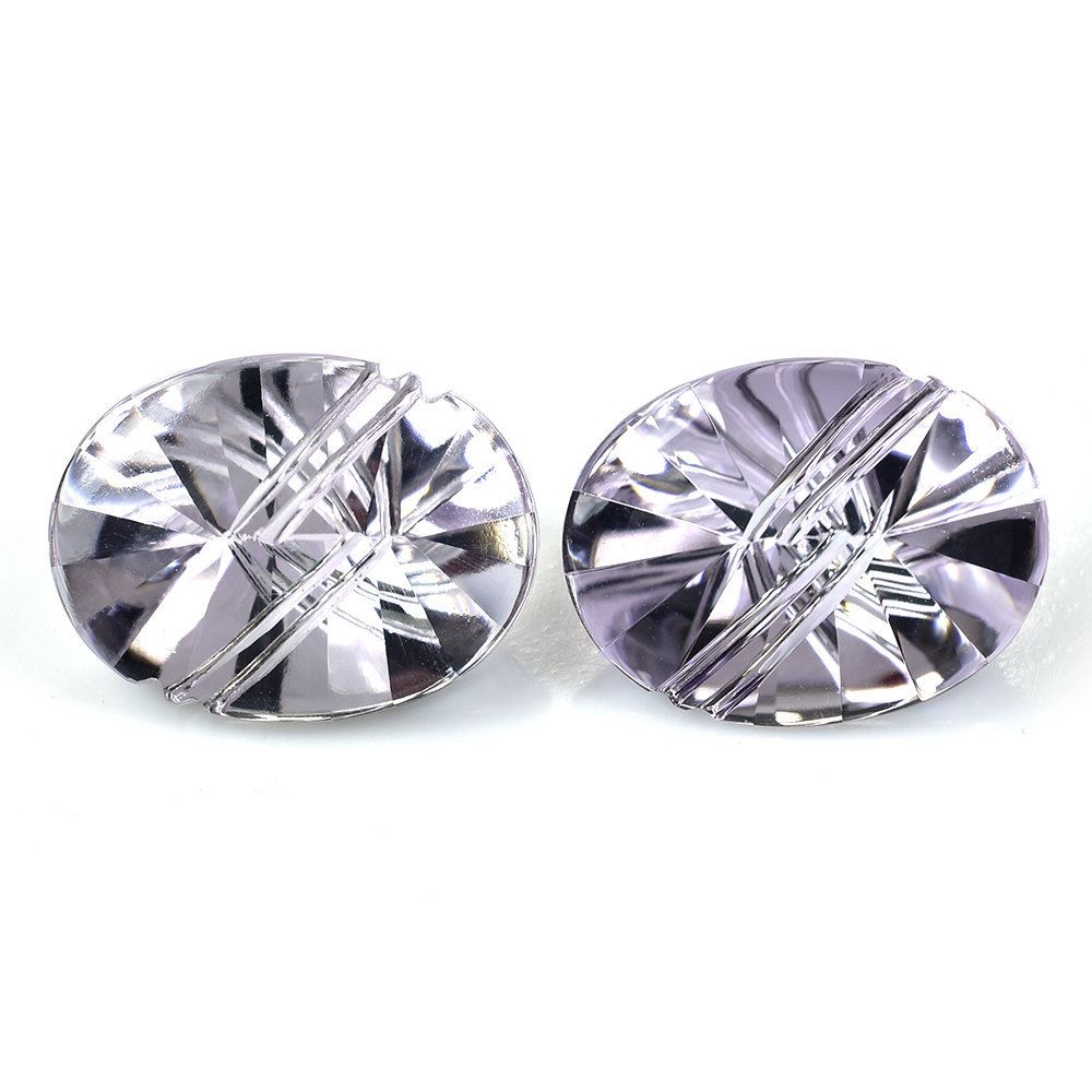PINK AMETHYST FLAT BUFFTOP LIGHTENING OVAL (DES#114) (LITE) 20X15MM 14.58 Cts.