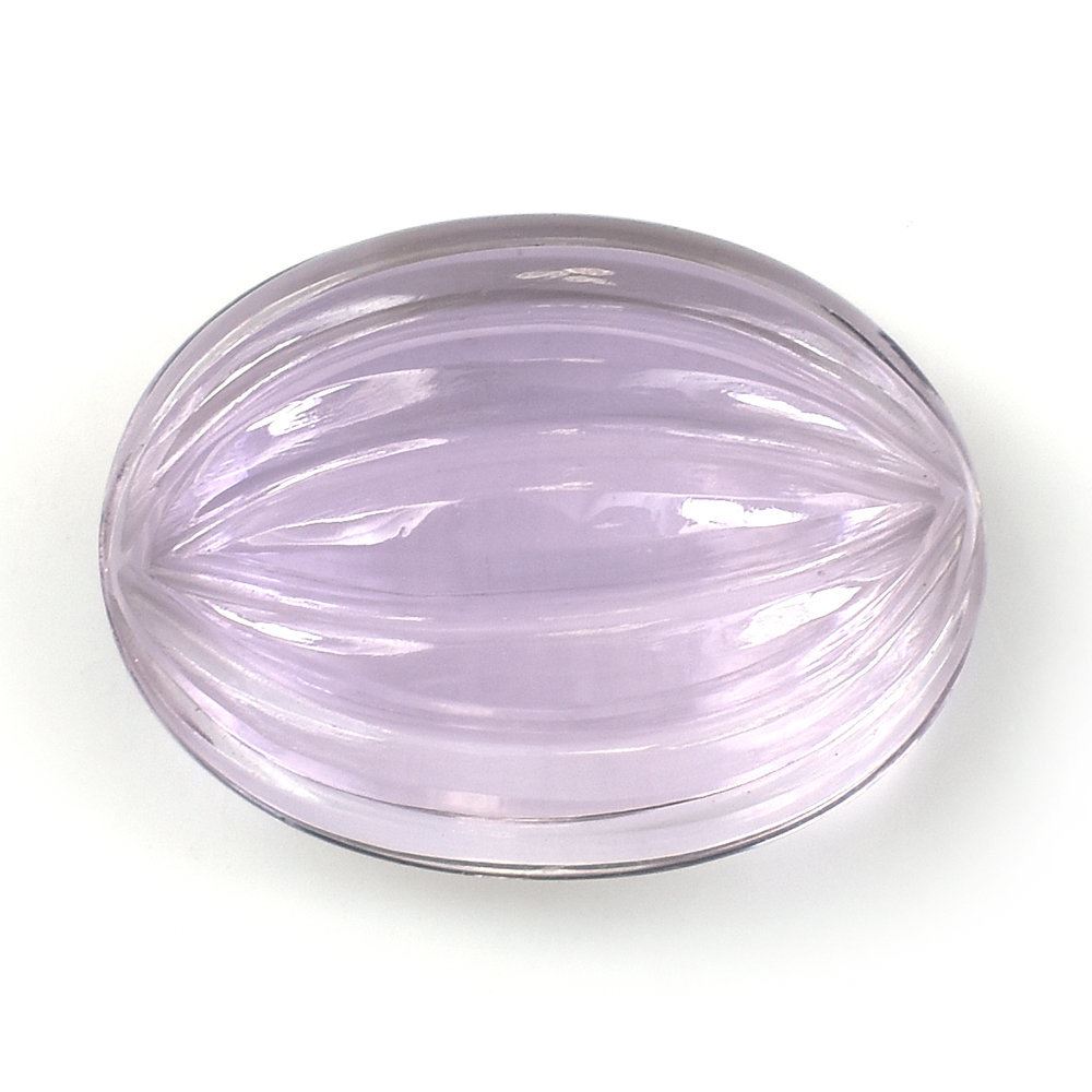 PINK AMETHYST CARVED MELON OVAL CAB (DES#11) (LITE) 16X12MM 9.43 Cts.