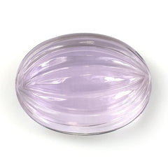 PINK AMETHYST CARVED MELON OVAL CAB (DES#11) (LITE) 16X12MM 9.43 Cts.
