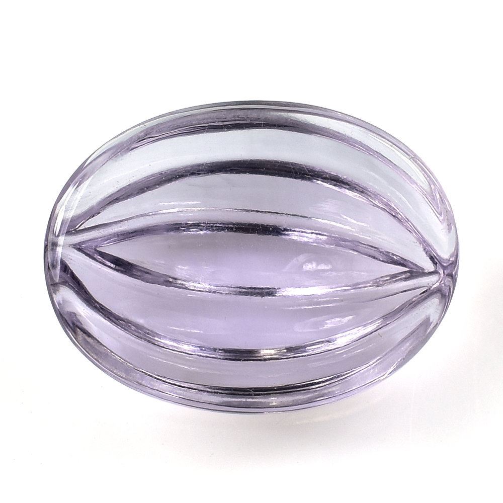 PINK AMETHYST CARVED MELON OVAL CAB (DES#11) (LITE) 16X12MM 9.43 Cts.
