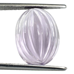 PINK AMETHYST CARVED MELON OVAL CAB (DES#11) (LITE) 16X12MM 9.43 Cts.