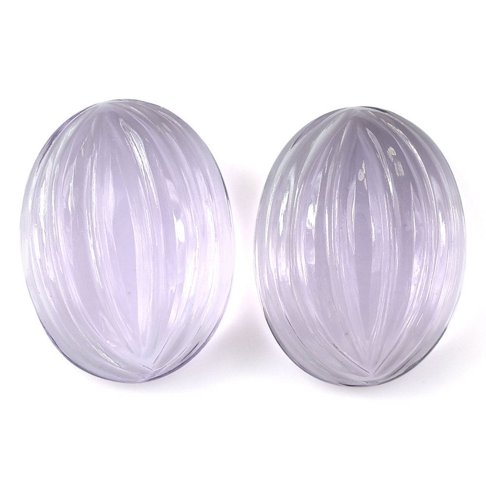 PINK AMETHYST CARVED MELON OVAL CAB (DES#11) (LITE) 16X12MM 9.43 Cts.