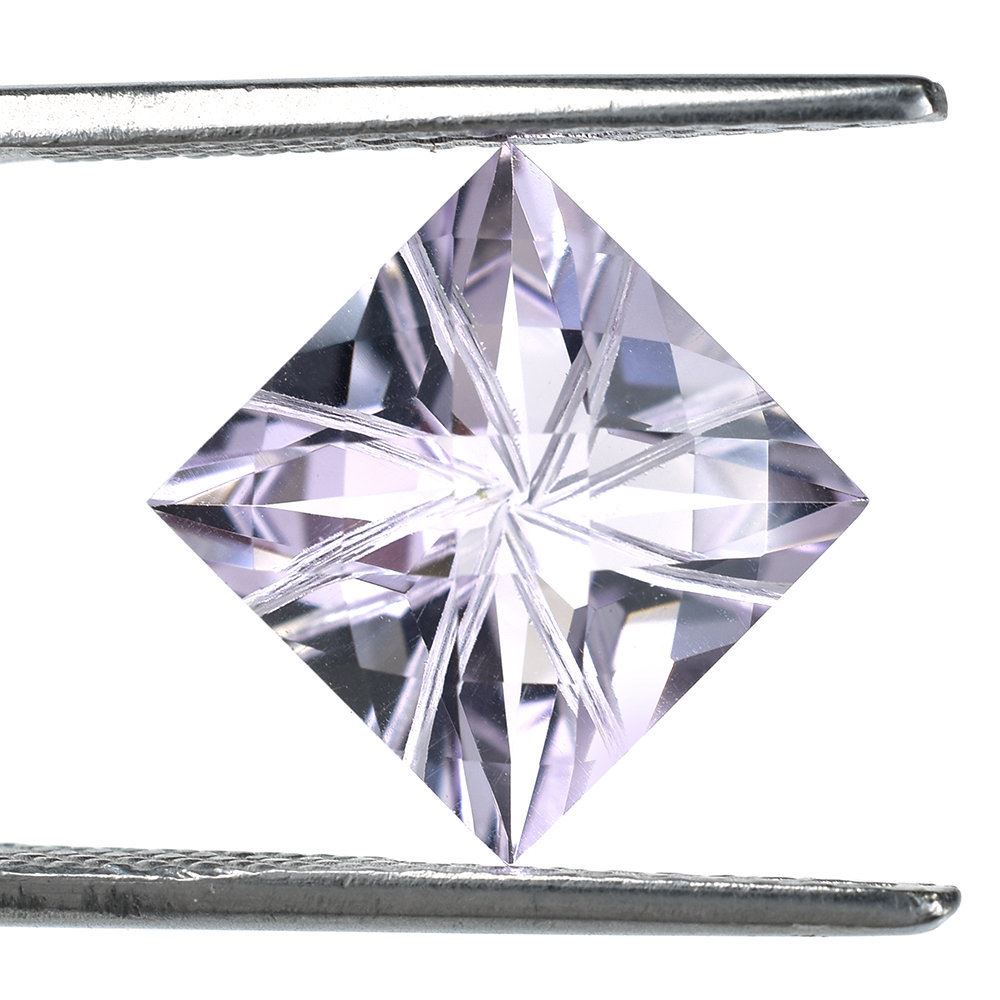 PINK AMETHYST CHECKER CUT TOP PRINCESS CUT BACK LAZER CUT SQUARE (DES#20) ) (LITE) 10MM 4.82 Cts.