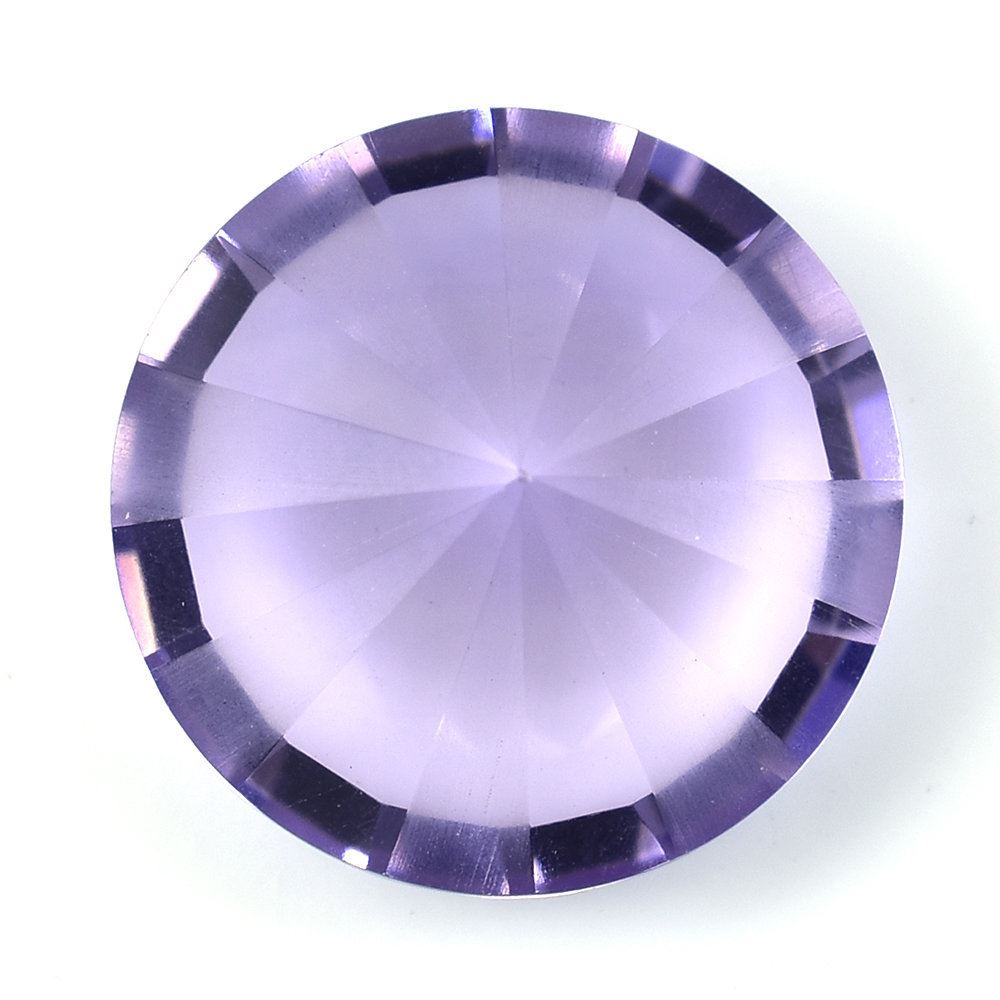 PINK AMETHYST DIAMOND CUT ROUND WITH ONE FACETED POLISH & ONE SIDE UNPOLISH (MEDIUM) 15MM 10.78 Cts.