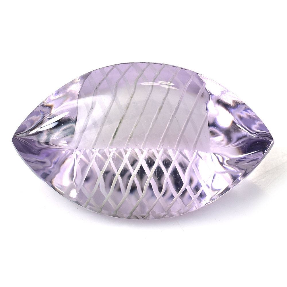 PINK AMETHYST BUFFTOP CARVED NET BACK MARQUISE (DES#104) (VERY LITE) 20X12MM 10.42 Cts.