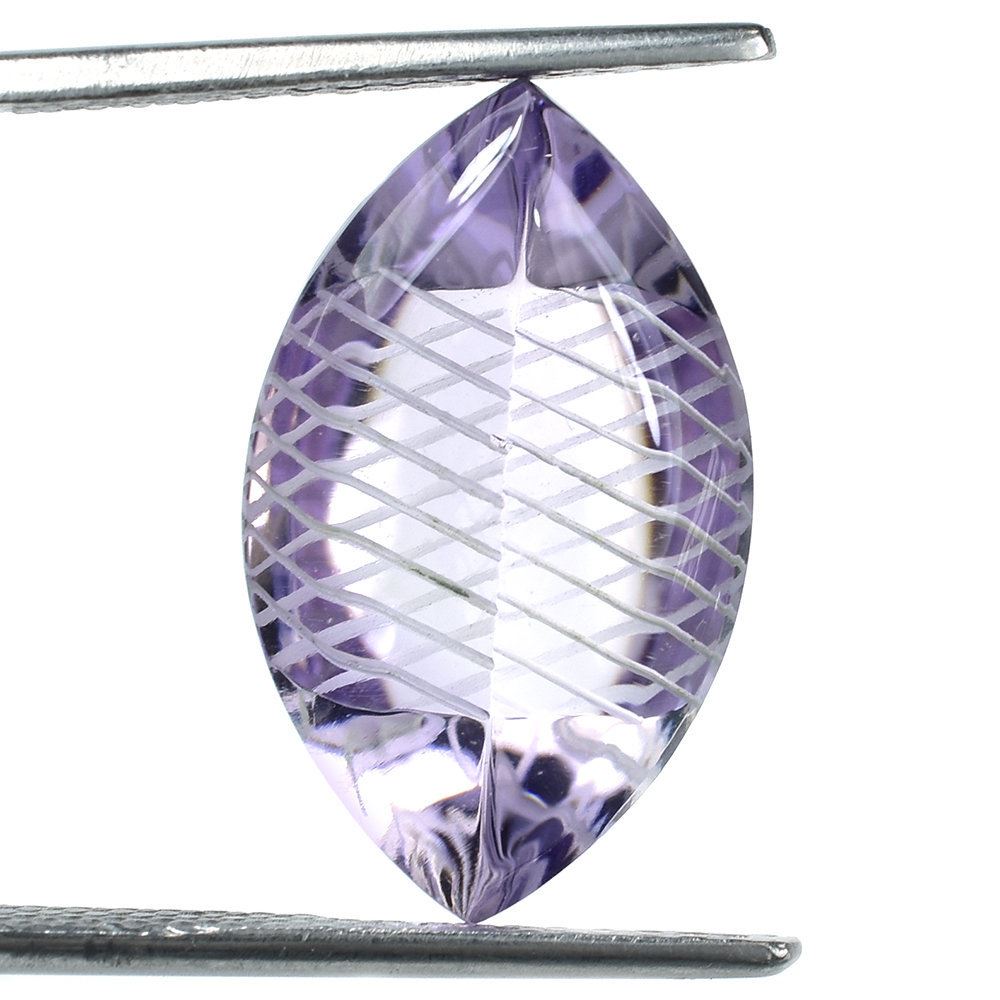PINK AMETHYST BUFFTOP CARVED NET BACK MARQUISE (DES#104) (VERY LITE) 20X12MM 10.42 Cts.