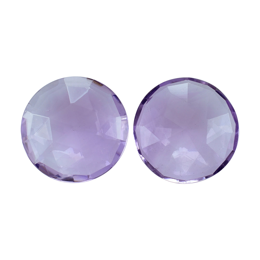 PINK AMETHYST ROSE CUT BRIOLETTE ROUNDISH 15MM 6.35 Cts.