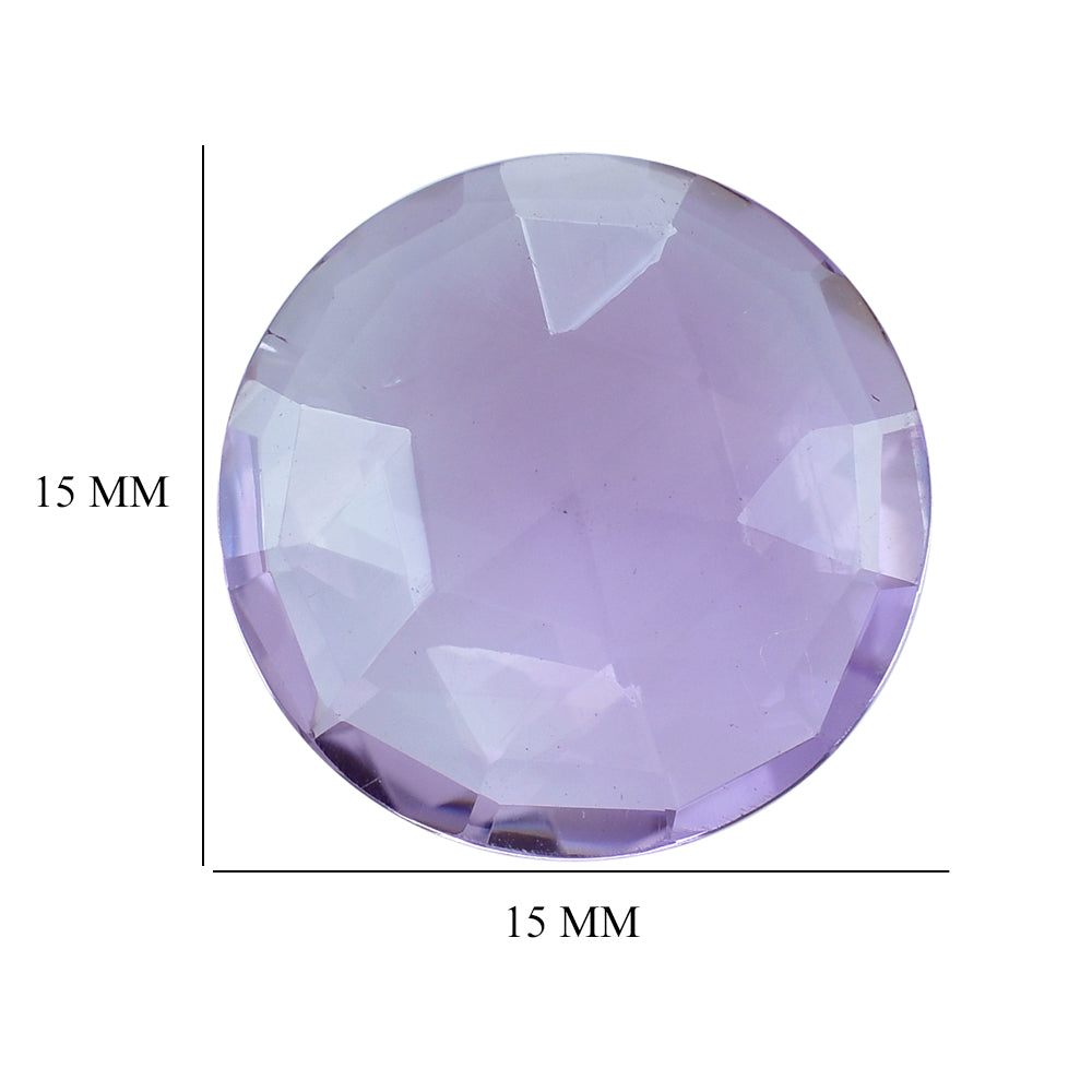 PINK AMETHYST ROSE CUT BRIOLETTE ROUNDISH 15MM 6.35 Cts.