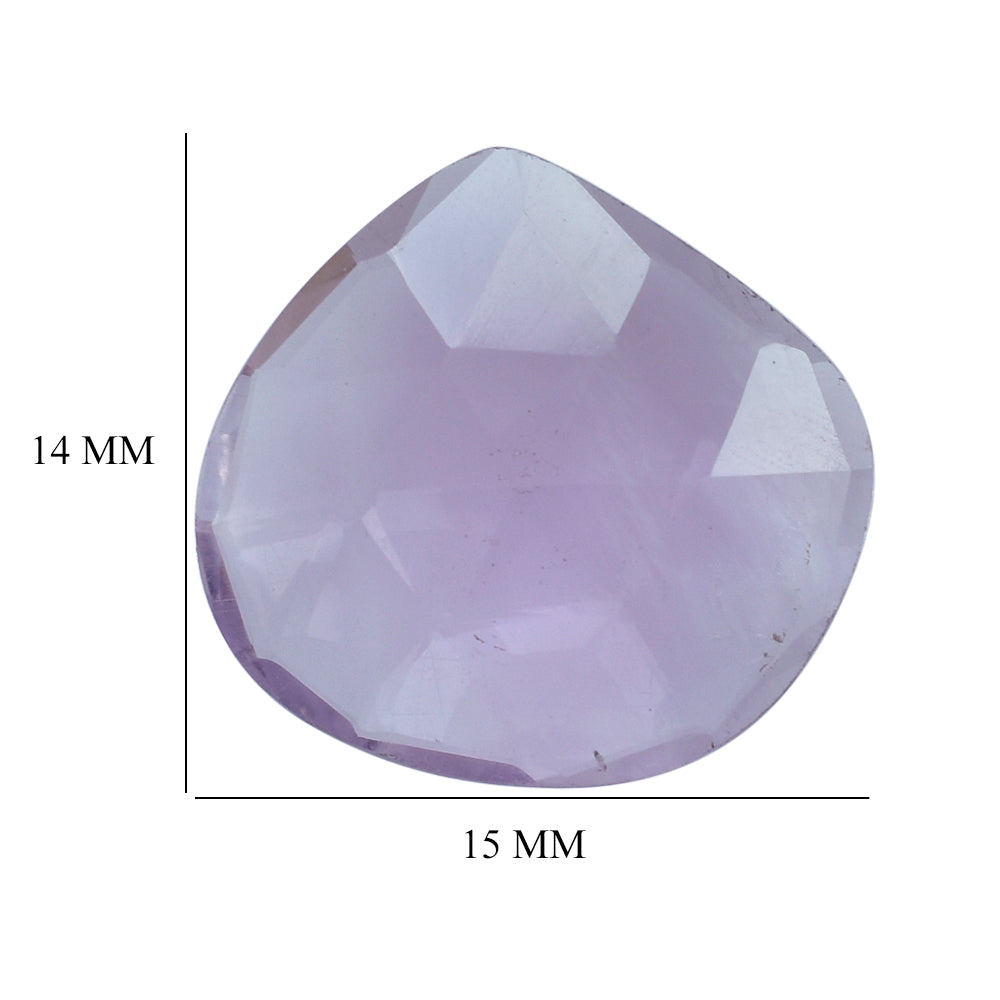 PINK AMETHYST ROSE CUT BRIOLETTE IRREGULAR HEART (LITE) (SI) 15X14MM 4.93 Cts.