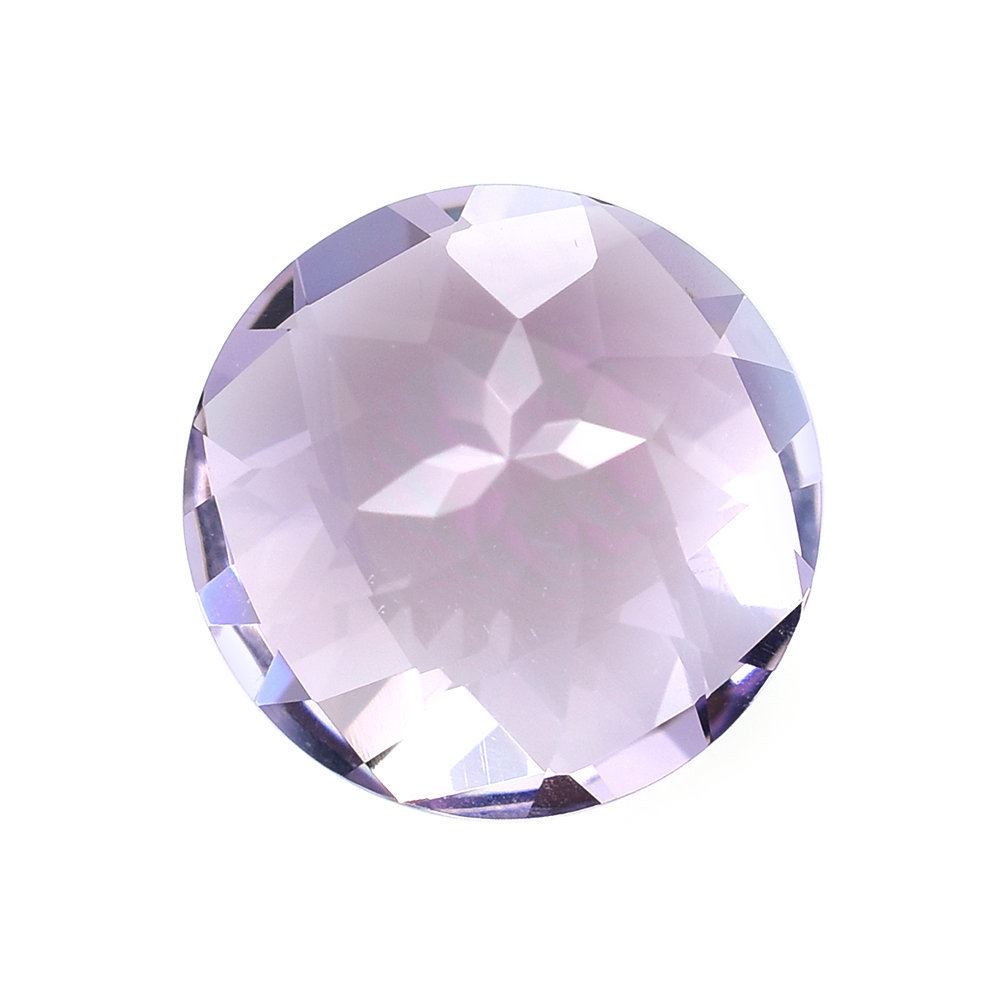 PINK AMETHYST CHECKER CUT ROUND (LITE) 12MM 6.65 Cts.