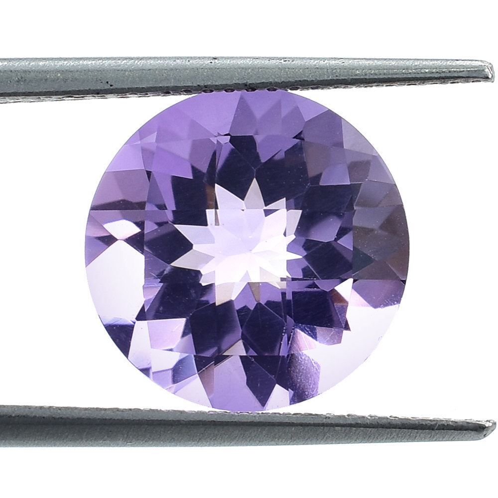 PINK AMETHYST CHECKER CUT ROUND (MEDIUM) (NORMAL) 12MM 5.35 Cts.