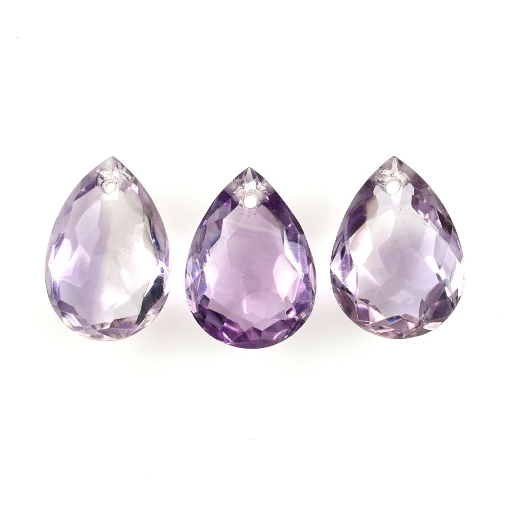 PINK AMETHYST IRREGULAR CUT BRIOLETTE PEAR (AA/CLEAN) 15.00X11.00 MM 6.31 Cts.