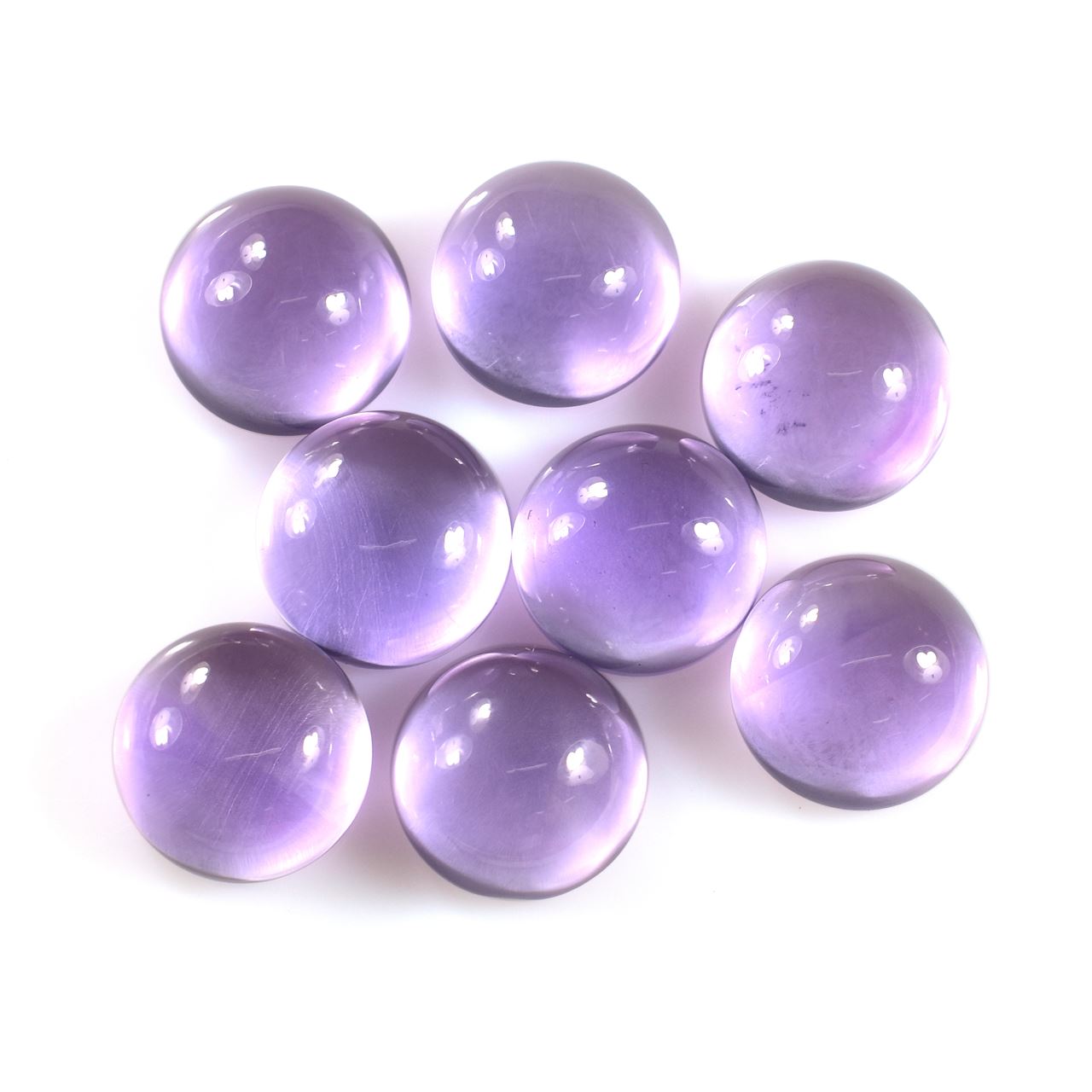 PINK AMETHYST PLAIN ROUND CAB (FROSTED BOTTOM)(DARK)(CLEAN) 15.00X15.00 MM 13.81 Cts.