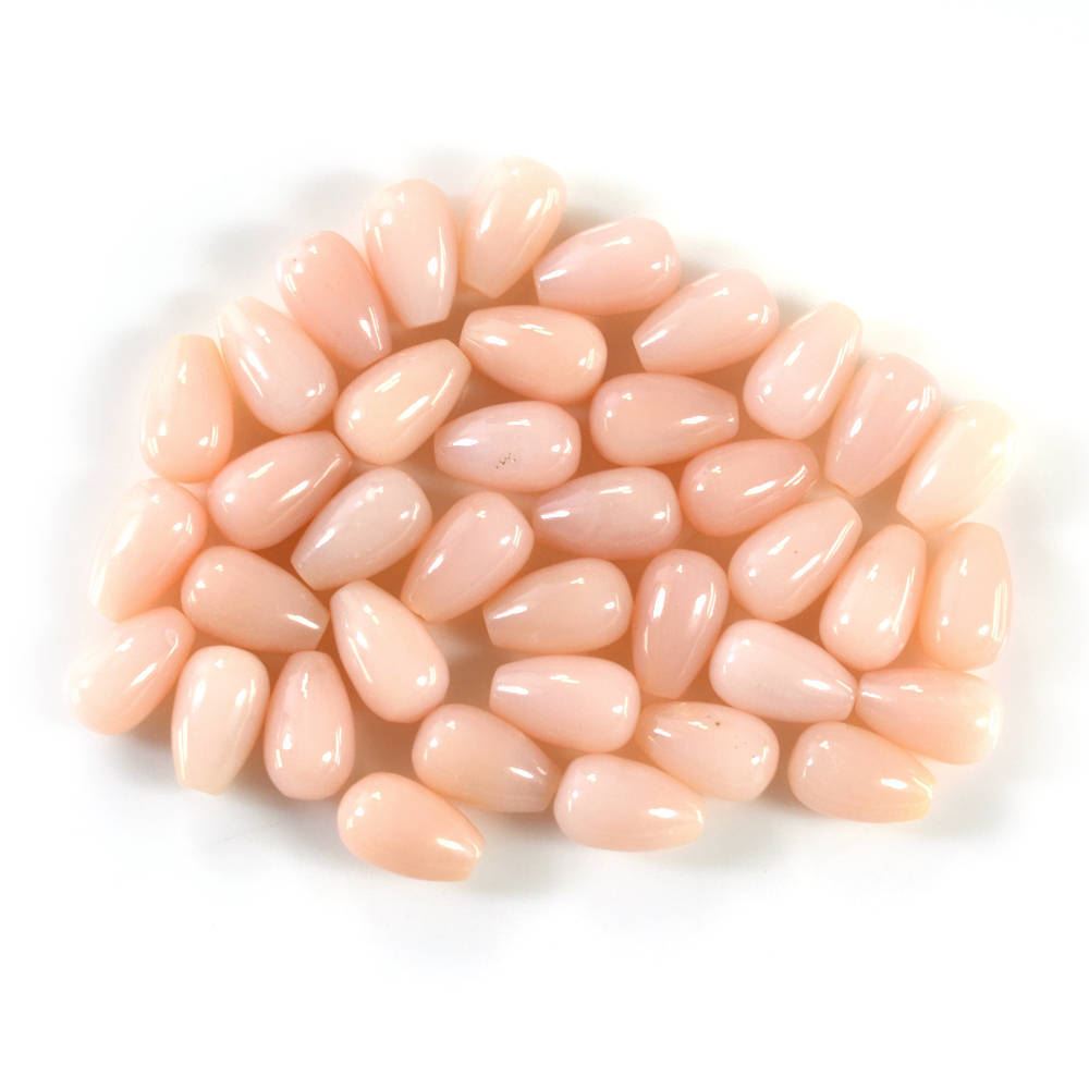 PEACH OPAL PLAIN DROPS LITE (SI) (HALF DRILL 0.60 MM) 8X5MM 0.97 Cts.