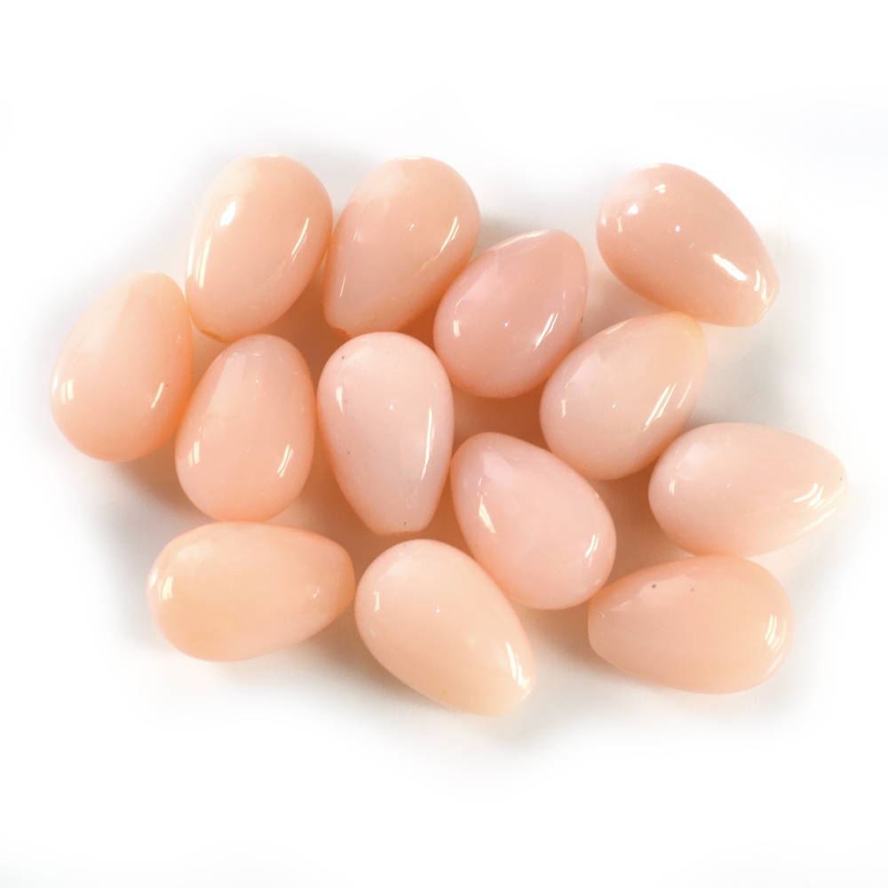 PEACH OPAL PLAIN DROPS LITE (SI) (HALF DRILL 1MM) 12X8MM 4.44 Cts.