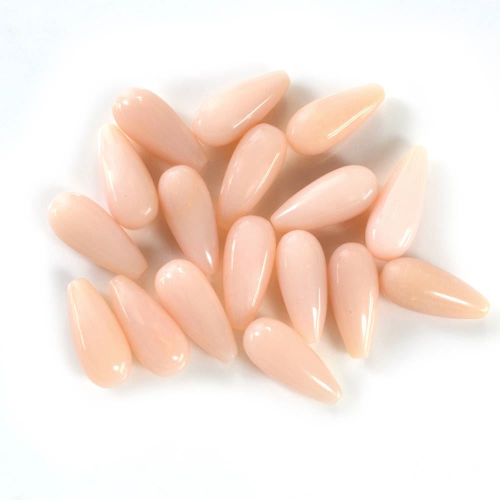 PEACH OPAL PLAIN DROPS LITE (SI) (HALF DRILL 1MM) 16X7MM 4.24 Cts.