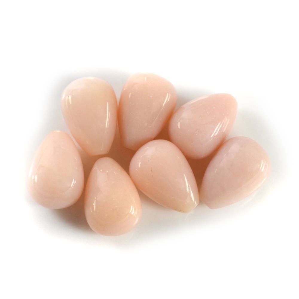 PEACH OPAL PLAIN DROPS LITE (SI) (HALF DRILL 1MM) 14X10MM 7.76 Cts.