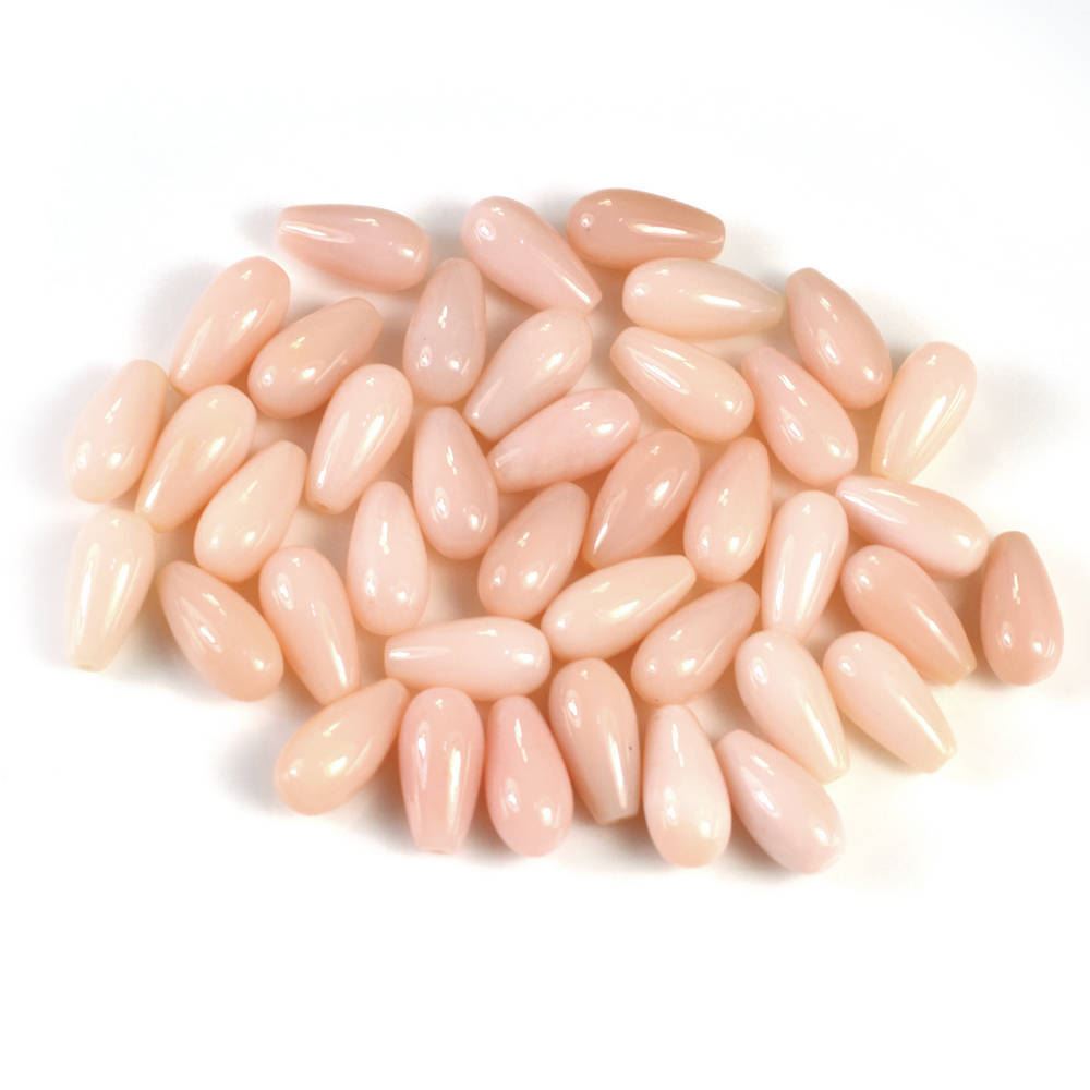 PEACH OPAL PLAIN DROPS LITE (SI) (HALF DRILL 0.50 MM) 12X6MM 2.40 Cts.