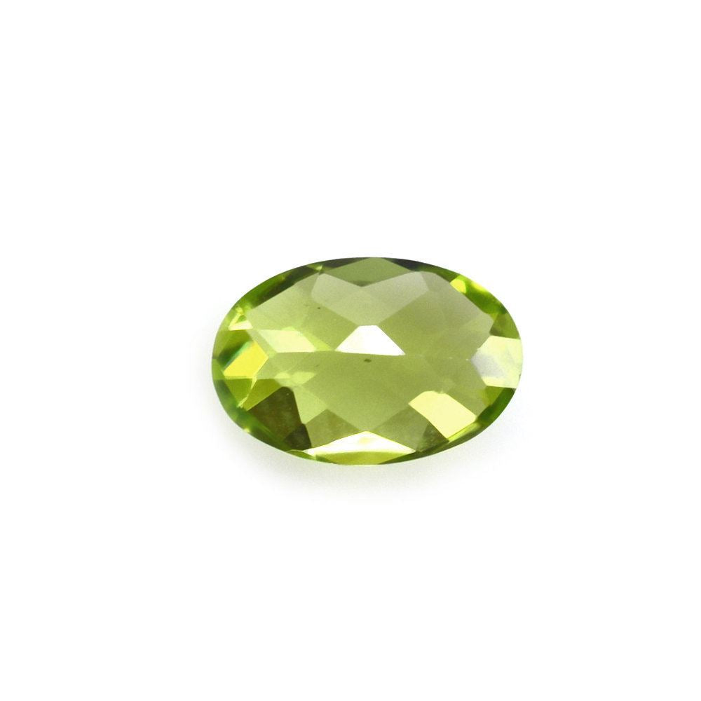 PERIDOT CHECKER CUT OVAL CAB (TOP/CLEAN) 6X4MM 0.48 Cts.