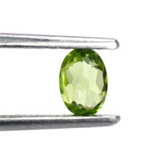 PERIDOT IRREGULAR CUT BRIOLETTE OVAL (TOP) 6X4MM 0.50 Cts.