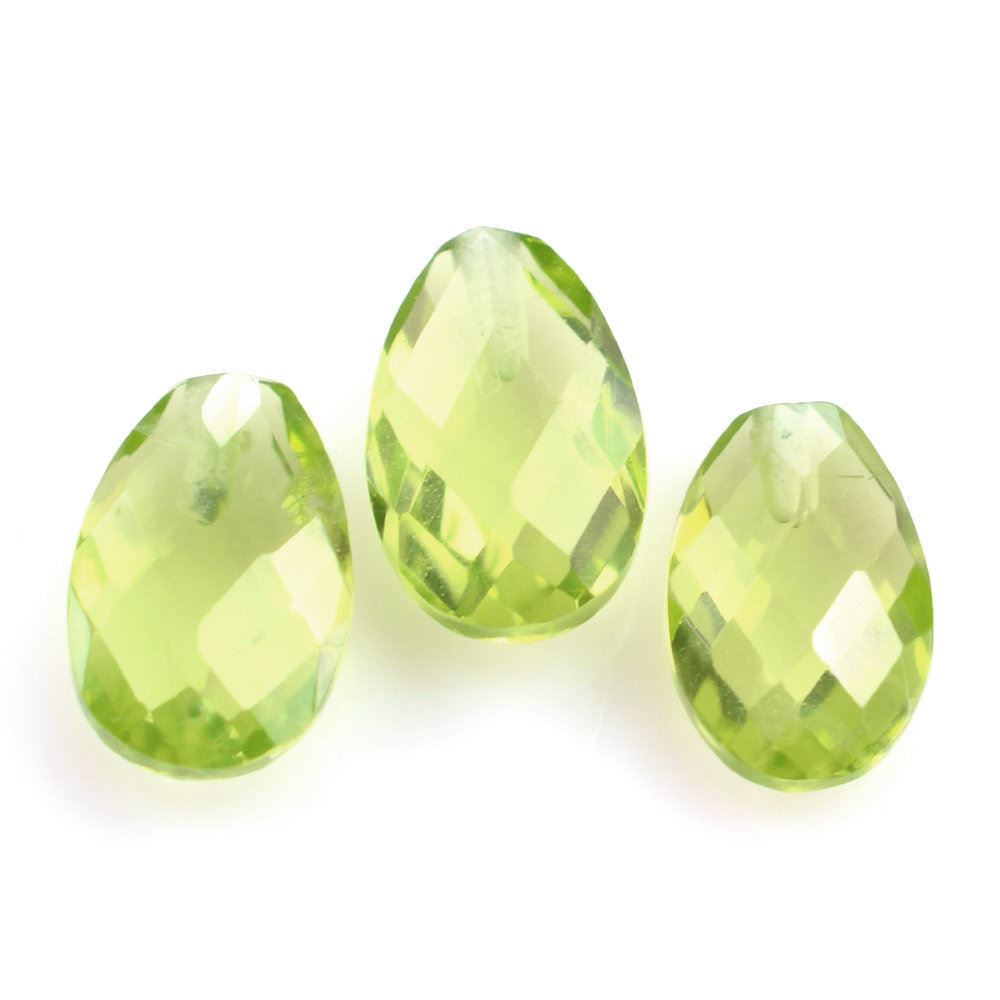 PERIDOT BRIOLETTE PEAR (HALF DRILL) (SI) 6X4MM 0.51 Cts.