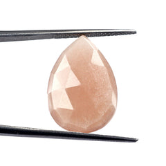 PEACH MOONSTONE ROSE CUT BRIOLETTE PEAR 22X15MM 9.26 Cts.