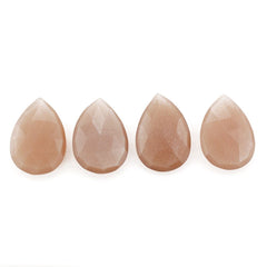 PEACH MOONSTONE ROSE CUT BRIOLETTE PEAR 22X15MM 9.26 Cts.