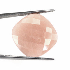 PEACH MOONSTONE CHECKER CUT CUSHION 20MM 22.54 Cts.