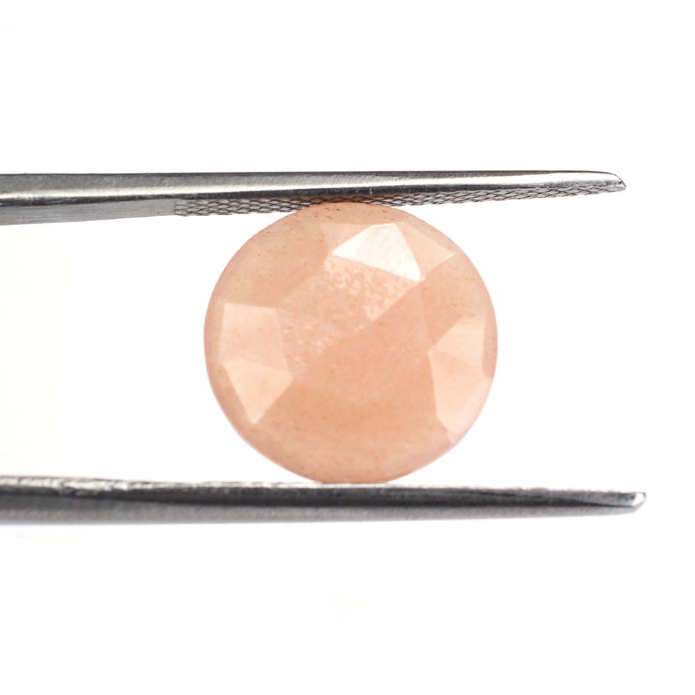 PEACH MOONSTONE ROSE CUT BRIOLETTE ROUND 12MM 3.58 Cts.