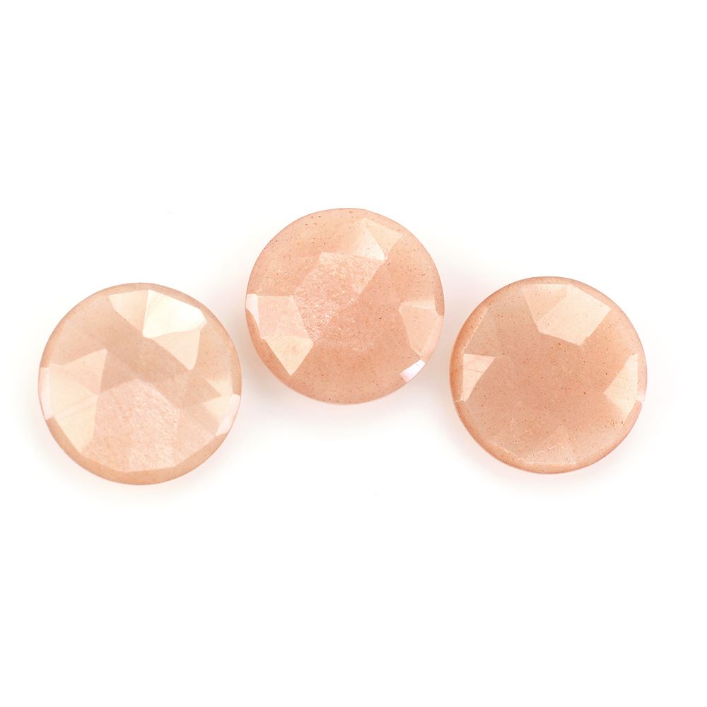 PEACH MOONSTONE ROSE CUT BRIOLETTE ROUND 12MM 3.58 Cts.