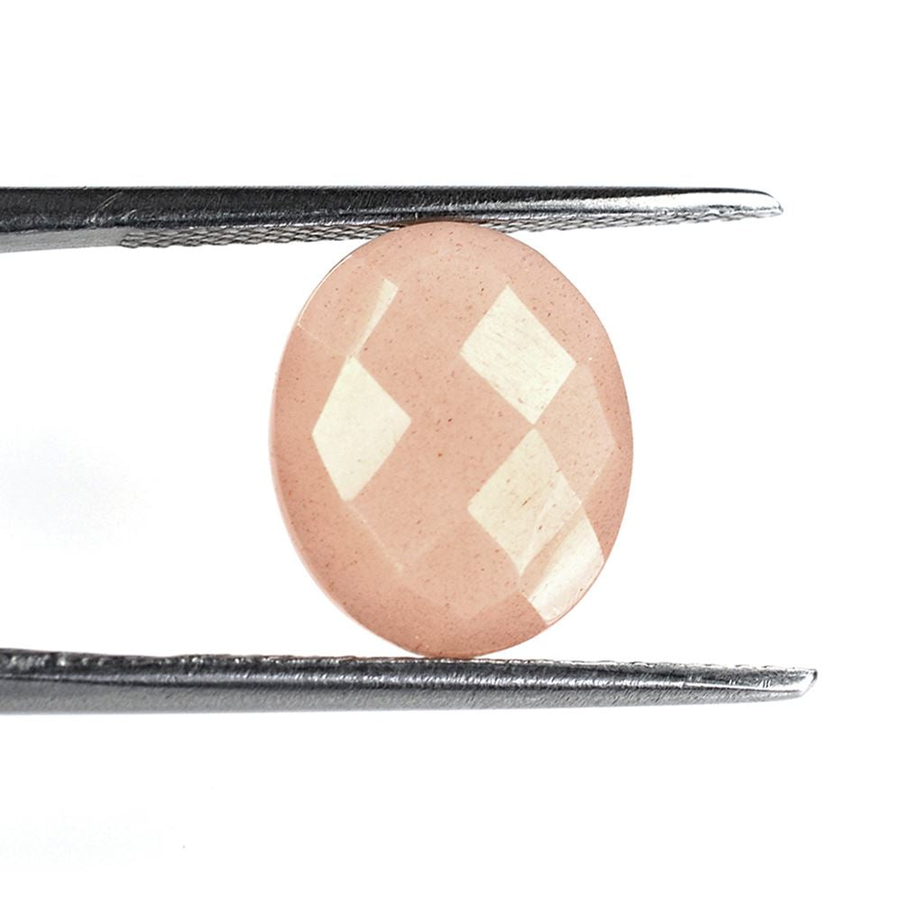 PEACH MOONSTONE BRIOLETTE OVAL 12X10MM 4.10 Cts.