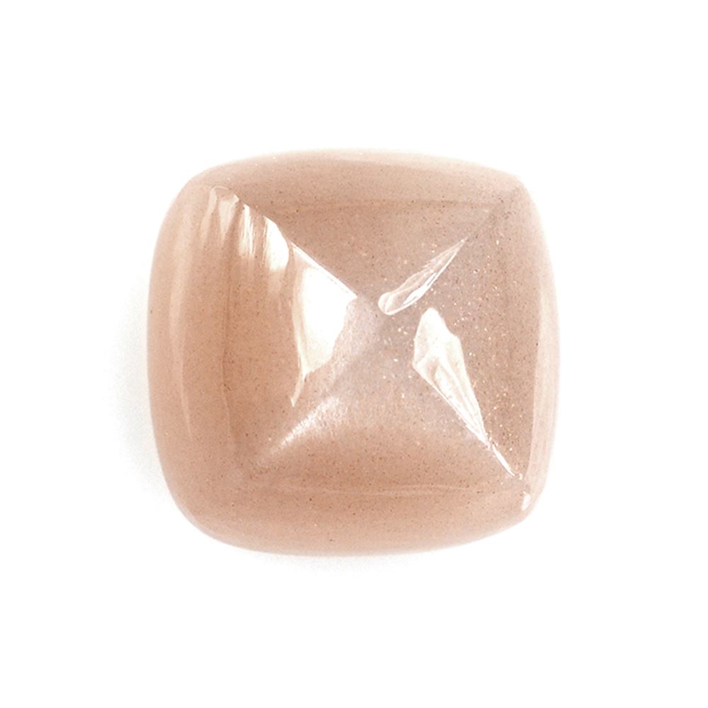 PEACH MOONSTONE PYRAMID CUSHION CAB 10MM 5.35 Cts.