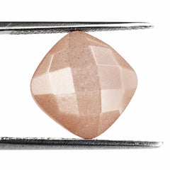 PEACH MOONSTONE BRIOLETTE CUSHION 12MM 6.51 Cts.