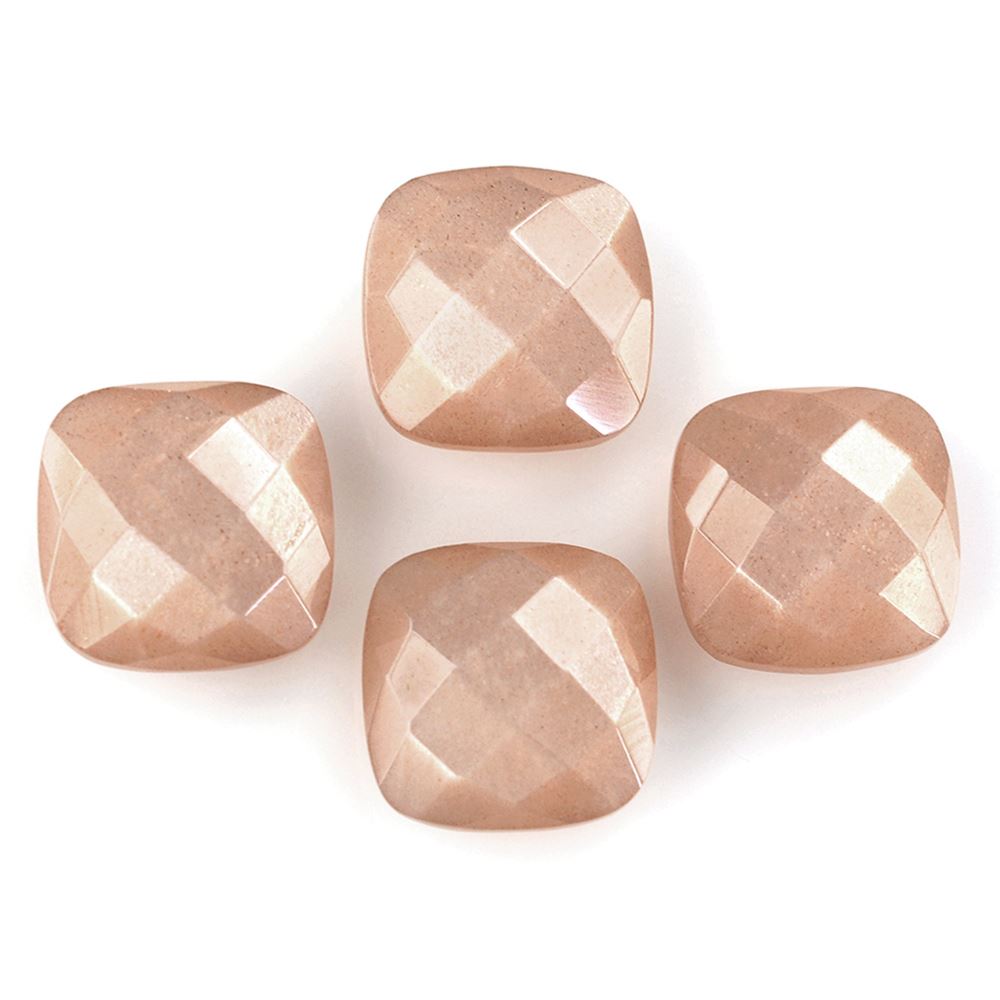 PEACH MOONSTONE BRIOLETTE CUSHION 12MM 6.51 Cts.