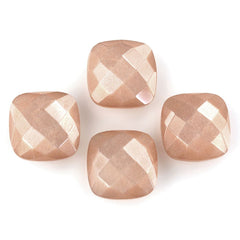 PEACH MOONSTONE BRIOLETTE CUSHION 12MM 6.51 Cts.