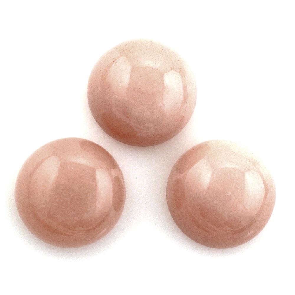 PEACH MOONSTONE ROUND CAB 12MM (MEDIUM/CLEAN) 6.47 Cts.